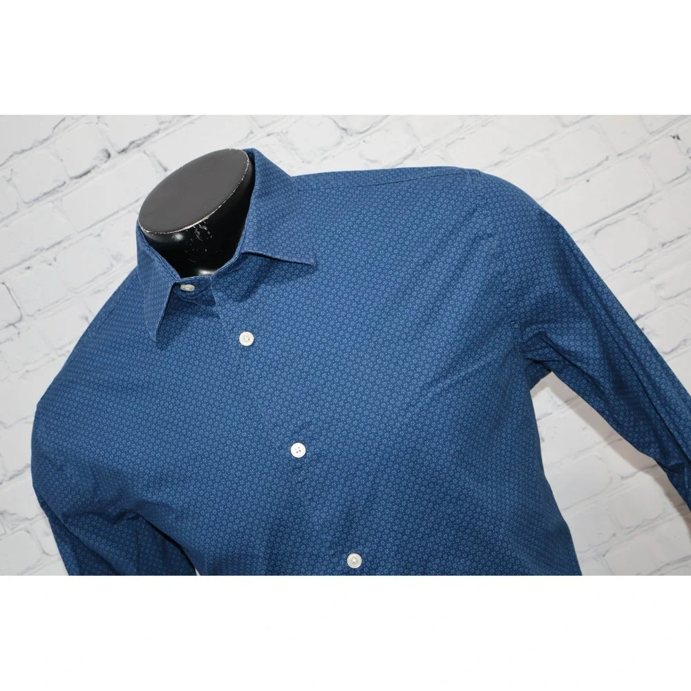 Banana Republic Button Down Dress Shirt Men Large Blue Floral Athletic Fit **